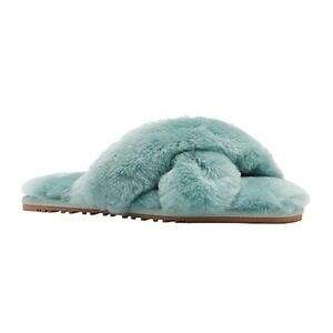 NWT Rachel Roy LG 9-10 Plush Slippers Scuffs Green 119563